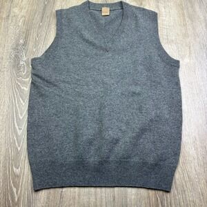 BYPAC Mens Gray V-Neck Ribbed Soft Preppy Pullover Cashmere Sweater Vest Size L